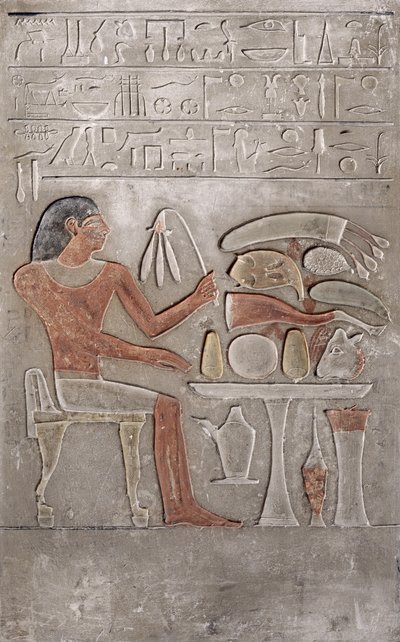 Stele raffigurante il defunto davanti a una tavola delle offerte da Egyptian